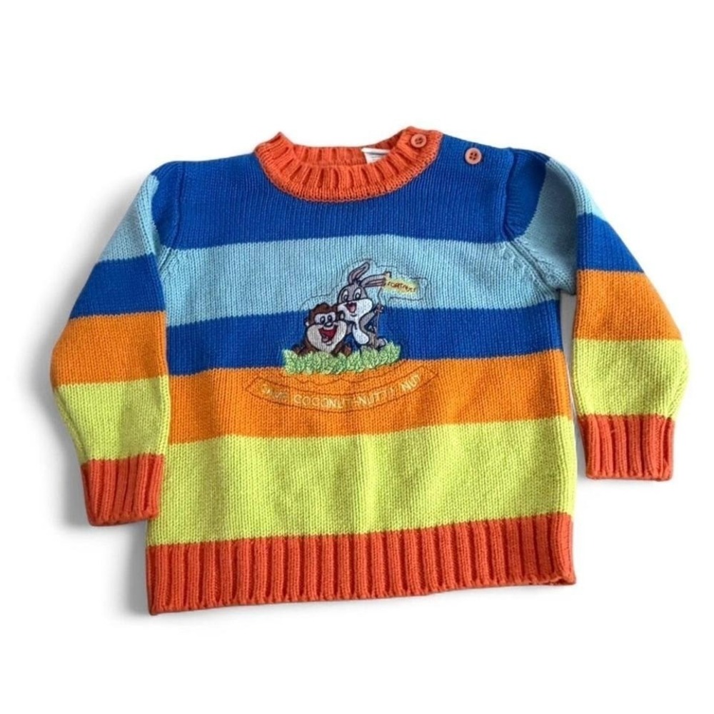 Vintage Baby Looney Tunes Sweater 24 Months 92cm Bugs Bunny Taz Stripe